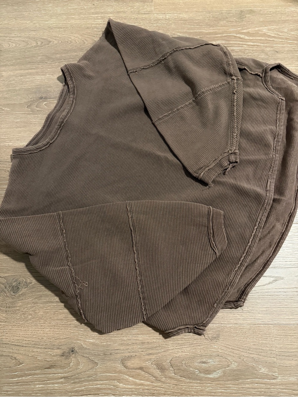 We The Free Brown Ribbed Pullover Sweatshirt